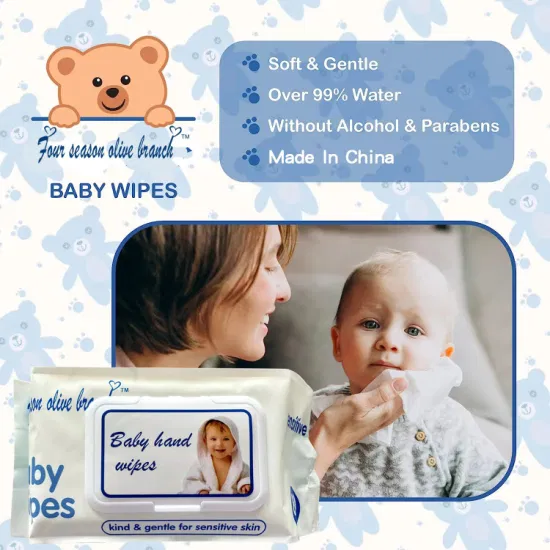 Toalhetes faciais descartáveis ​​para bebês, úmidos e secos, feitos de algodão puro para pele sensível do bebê